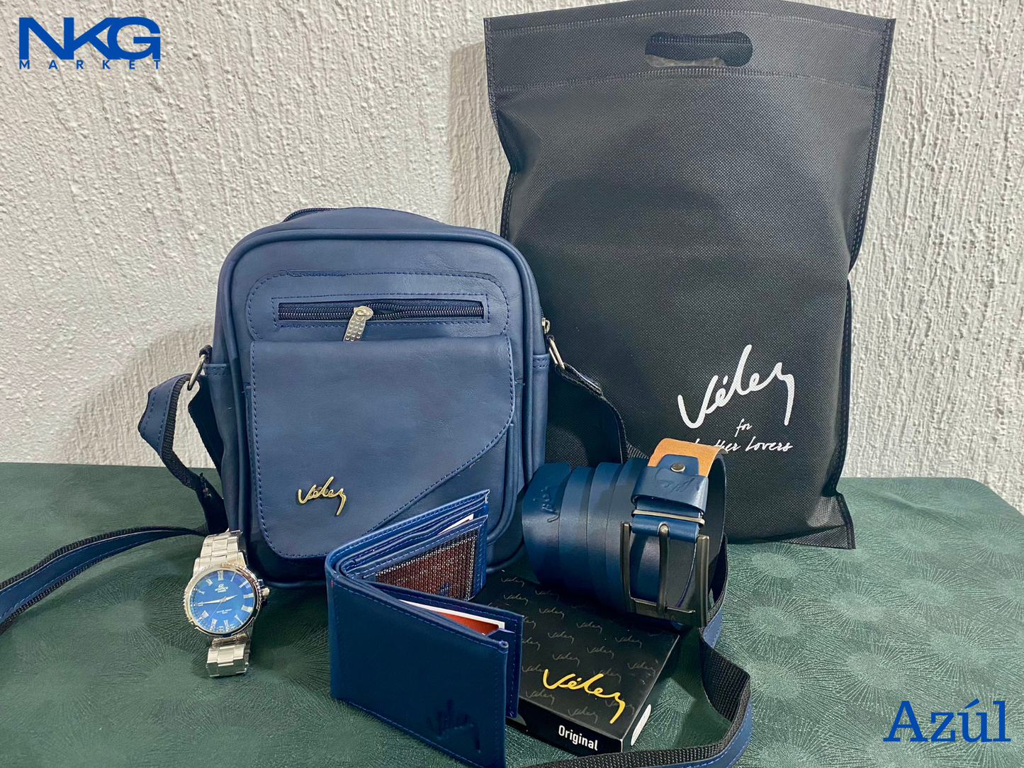 Combo Bolso 23 Cm Correa Billetera Reloj