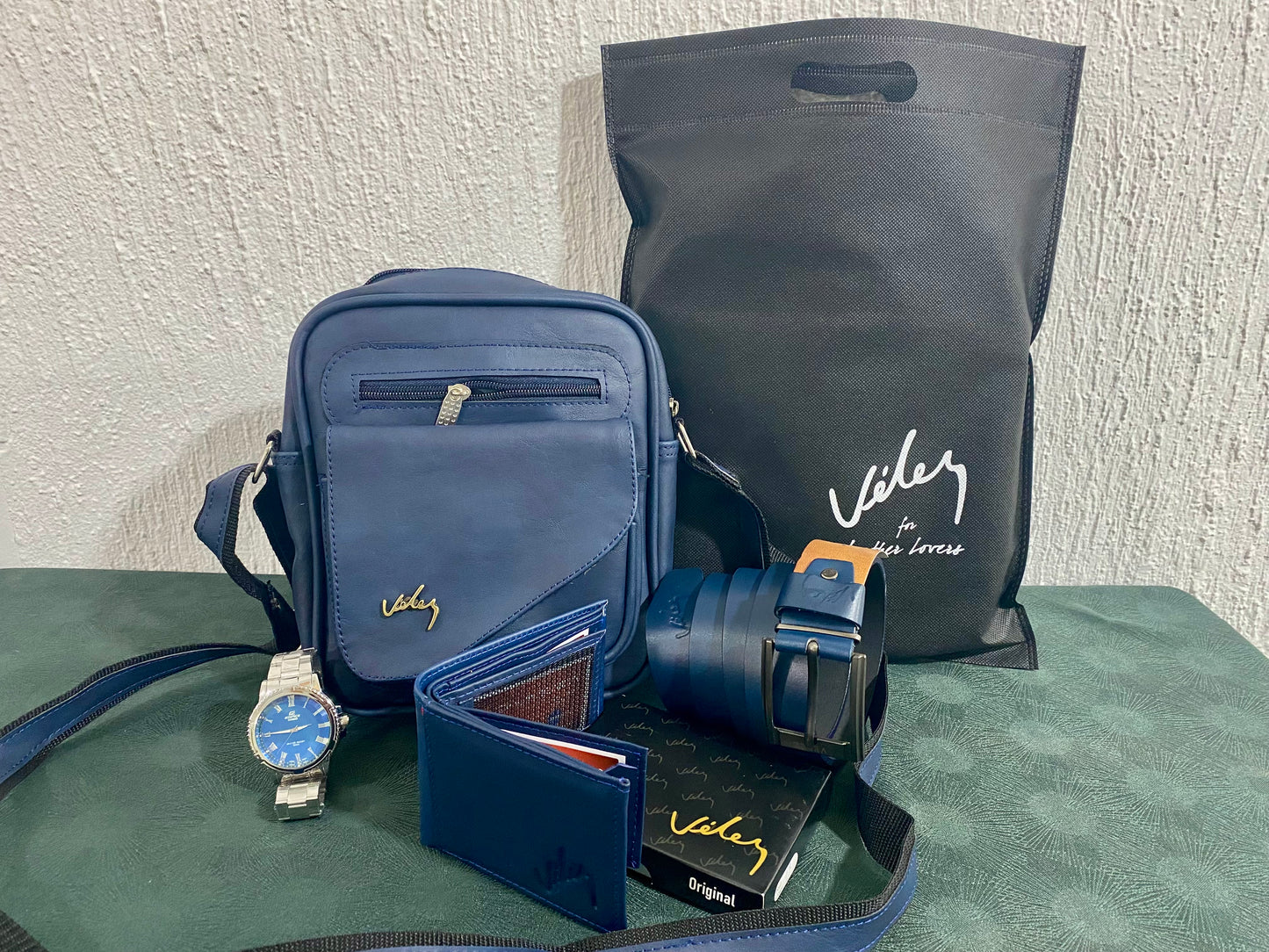 Combo Bolso 23 Cm Correa Billetera Reloj