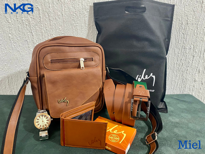 Combo Bolso 23 Cm Correa Billetera Reloj
