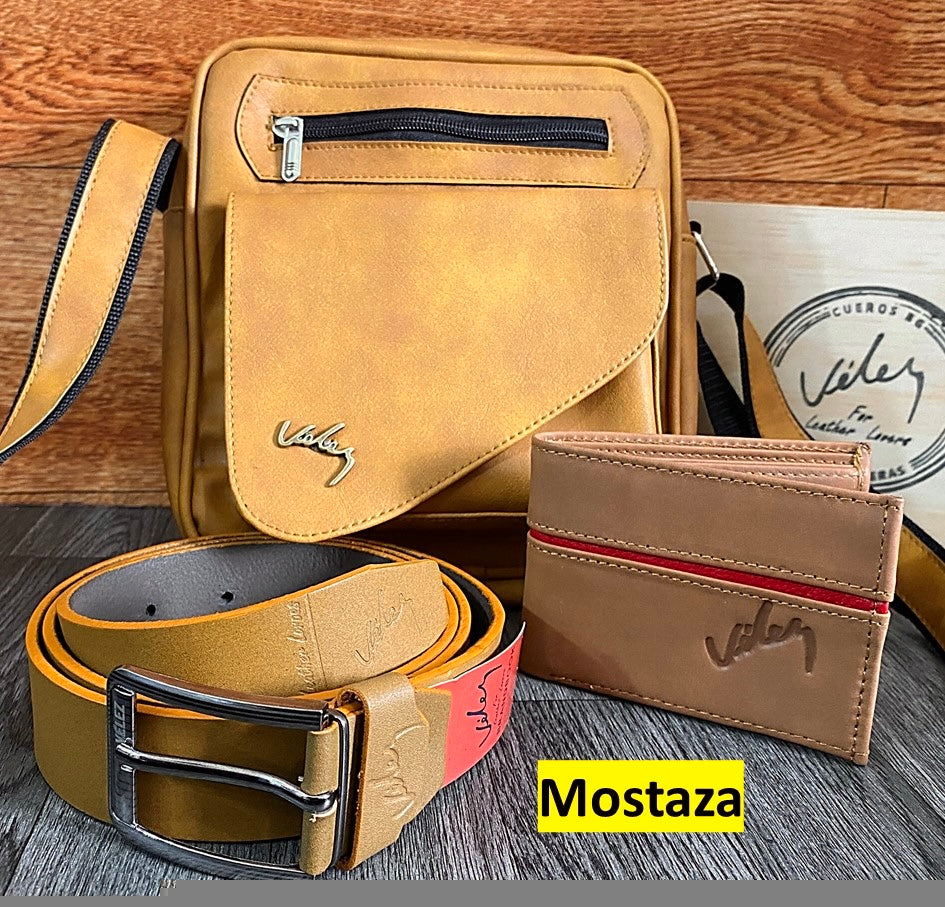 Combo Bolso 23 Cm Correa Billetera Reloj