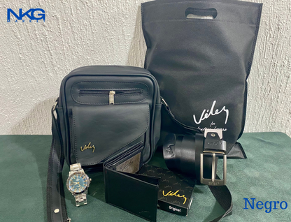 Combo Bolso 23 Cm Correa Billetera Reloj