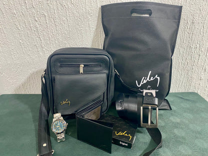 Combo Bolso 23 Cm Correa Billetera Reloj